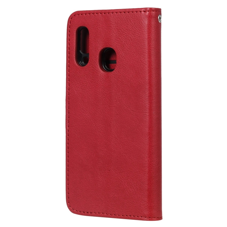 For Galaxy A20e Solid Color Horizontal Flip Protective Case with Holder & Card Slots & Wallet & Photo Frame & Lanyard(Red) by buy2fix