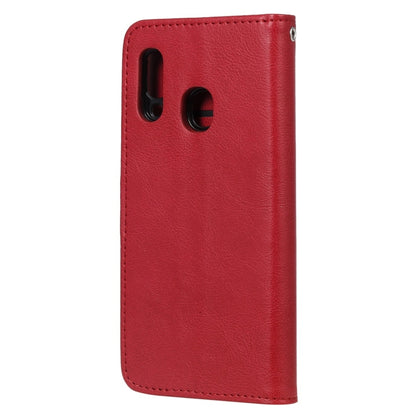 For Galaxy A20e Solid Color Horizontal Flip Protective Case with Holder & Card Slots & Wallet & Photo Frame & Lanyard(Red) by buy2fix