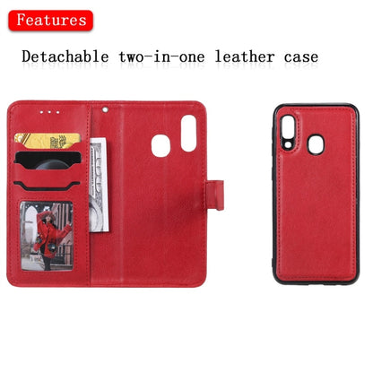 For Galaxy A20e Solid Color Horizontal Flip Protective Case with Holder & Card Slots & Wallet & Photo Frame & Lanyard(Red) by buy2fix