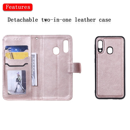 For Galaxy A20e Solid Color Horizontal Flip Protective Case with Holder & Card Slots & Wallet & Photo Frame & Lanyard(Rose Gold) by buy2fix