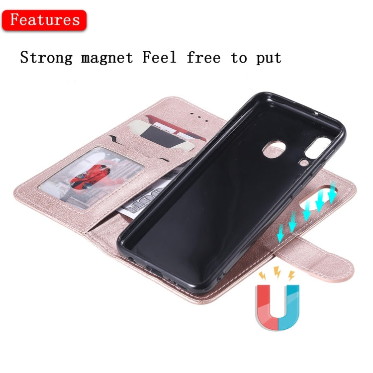 For Galaxy A20e Solid Color Horizontal Flip Protective Case with Holder & Card Slots & Wallet & Photo Frame & Lanyard(Rose Gold) by buy2fix