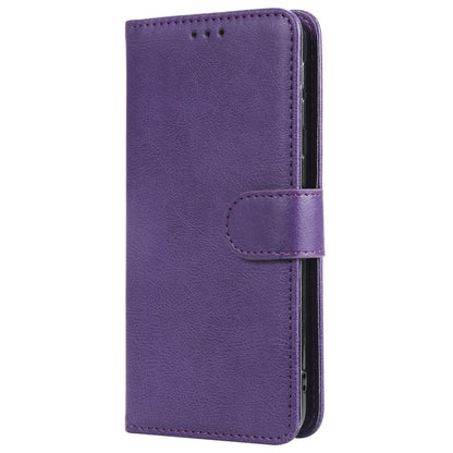 For Galaxy A40 Solid Color Horizontal Flip Protective Case with Holder & Card Slots & Wallet & Photo Frame & Lanyard(Purple) by buy2fix