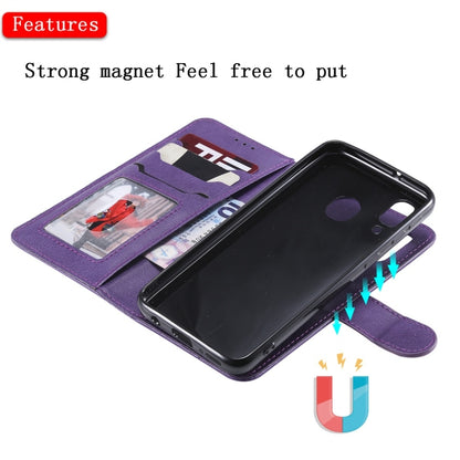 For Galaxy A40 Solid Color Horizontal Flip Protective Case with Holder & Card Slots & Wallet & Photo Frame & Lanyard(Purple) by buy2fix