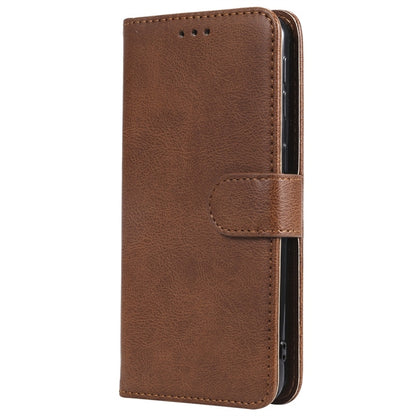 For Galaxy A40 Solid Color Horizontal Flip Protective Case with Holder & Card Slots & Wallet & Photo Frame & Lanyard(Brown) by buy2fix