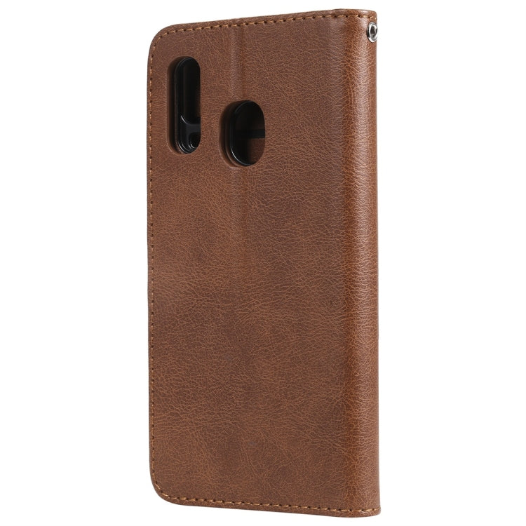 For Galaxy A40 Solid Color Horizontal Flip Protective Case with Holder & Card Slots & Wallet & Photo Frame & Lanyard(Brown) by buy2fix