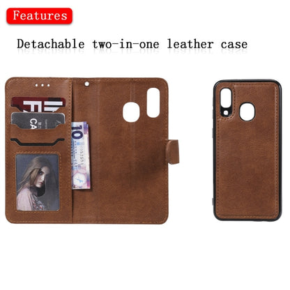 For Galaxy A40 Solid Color Horizontal Flip Protective Case with Holder & Card Slots & Wallet & Photo Frame & Lanyard(Brown) by buy2fix