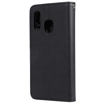 For Galaxy A40 Solid Color Horizontal Flip Protective Case with Holder & Card Slots & Wallet & Photo Frame & Lanyard(Black) by buy2fix