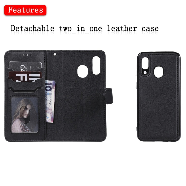 For Galaxy A40 Solid Color Horizontal Flip Protective Case with Holder & Card Slots & Wallet & Photo Frame & Lanyard(Black) by buy2fix