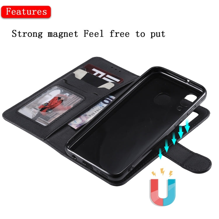 For Galaxy A40 Solid Color Horizontal Flip Protective Case with Holder & Card Slots & Wallet & Photo Frame & Lanyard(Black) by buy2fix