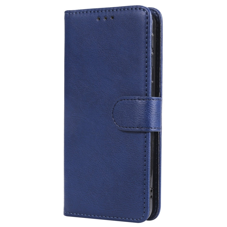 For Galaxy A40 Solid Color Horizontal Flip Protective Case with Holder & Card Slots & Wallet & Photo Frame & Lanyard(Blue) by buy2fix