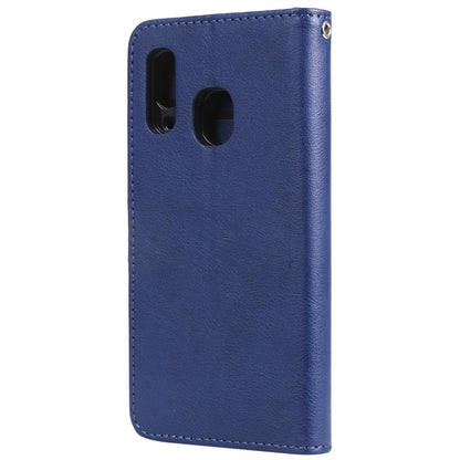 For Galaxy A40 Solid Color Horizontal Flip Protective Case with Holder & Card Slots & Wallet & Photo Frame & Lanyard(Blue) by buy2fix