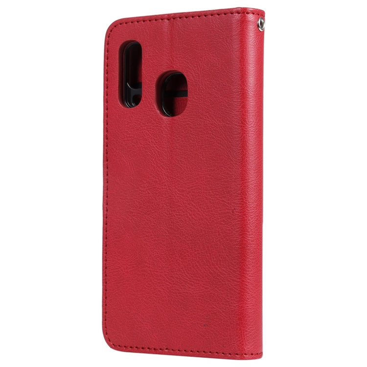 For Galaxy A40 Solid Color Horizontal Flip Protective Case with Holder & Card Slots & Wallet & Photo Frame & Lanyard(Red) - Galaxy Phone Cases by buy2fix | Online Shopping UK | buy2fix