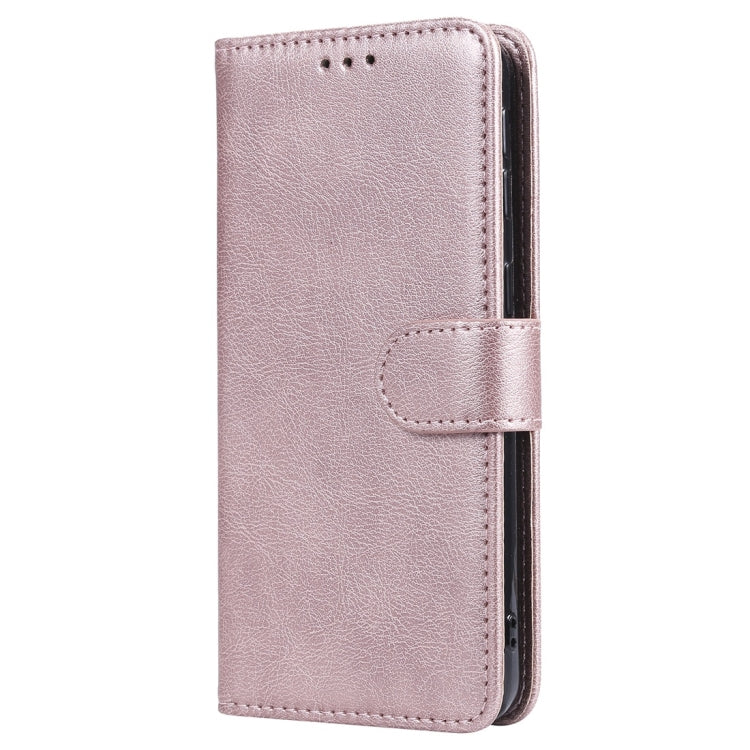 For Galaxy A40 Solid Color Horizontal Flip Protective Case with Holder & Card Slots & Wallet & Photo Frame & Lanyard(Rose Gold) by buy2fix