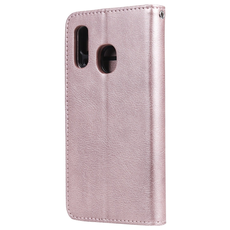 For Galaxy A40 Solid Color Horizontal Flip Protective Case with Holder & Card Slots & Wallet & Photo Frame & Lanyard(Rose Gold) by buy2fix