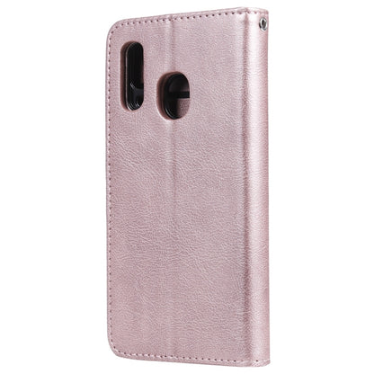 For Galaxy A40 Solid Color Horizontal Flip Protective Case with Holder & Card Slots & Wallet & Photo Frame & Lanyard(Rose Gold) by buy2fix
