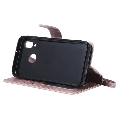 For Galaxy A40 Solid Color Horizontal Flip Protective Case with Holder & Card Slots & Wallet & Photo Frame & Lanyard(Rose Gold) by buy2fix