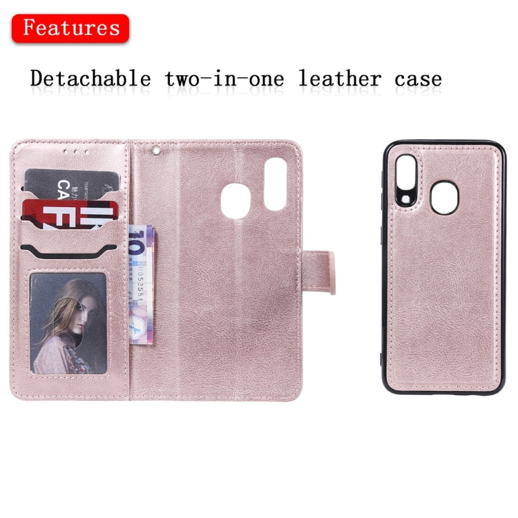 For Galaxy A40 Solid Color Horizontal Flip Protective Case with Holder & Card Slots & Wallet & Photo Frame & Lanyard(Rose Gold) by buy2fix