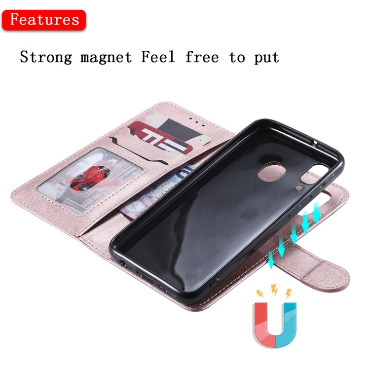 For Galaxy A40 Solid Color Horizontal Flip Protective Case with Holder & Card Slots & Wallet & Photo Frame & Lanyard(Rose Gold) by buy2fix