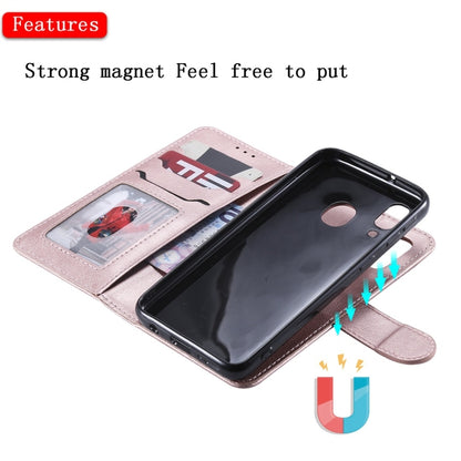 For Galaxy A40 Solid Color Horizontal Flip Protective Case with Holder & Card Slots & Wallet & Photo Frame & Lanyard(Rose Gold) by buy2fix