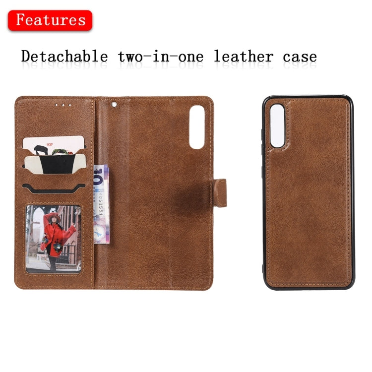 For Galaxy A70 Solid Color Horizontal Flip Protective Case with Holder & Card Slots & Wallet & Photo Frame & Lanyard(Brown) by buy2fix