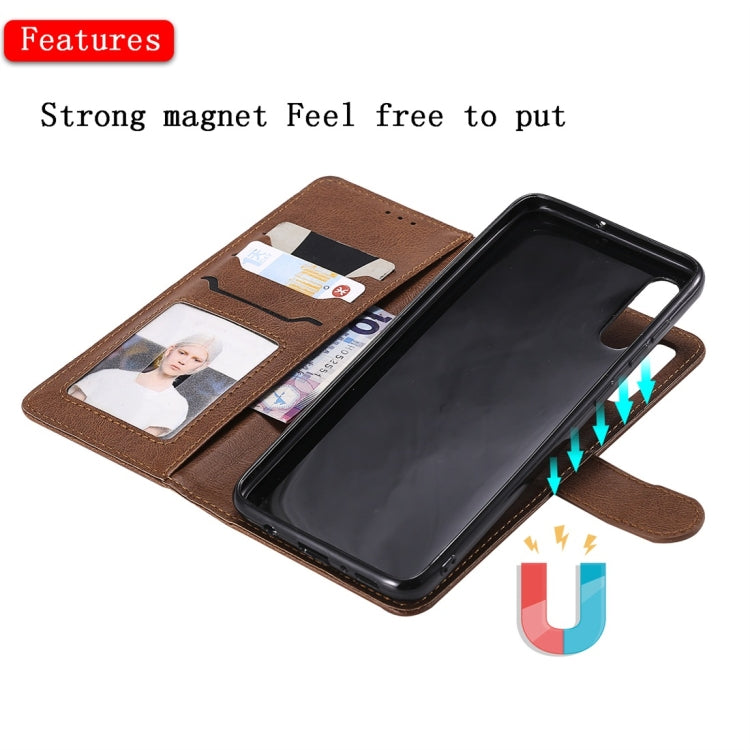 For Galaxy A70 Solid Color Horizontal Flip Protective Case with Holder & Card Slots & Wallet & Photo Frame & Lanyard(Brown) by buy2fix