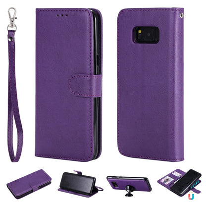 For Galaxy S8+ Solid Color Horizontal Flip Protective Case with Holder & Card Slots & Wallet & Photo Frame & Lanyard(Purple) by buy2fix