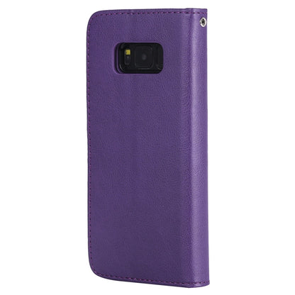 For Galaxy S8+ Solid Color Horizontal Flip Protective Case with Holder & Card Slots & Wallet & Photo Frame & Lanyard(Purple) by buy2fix