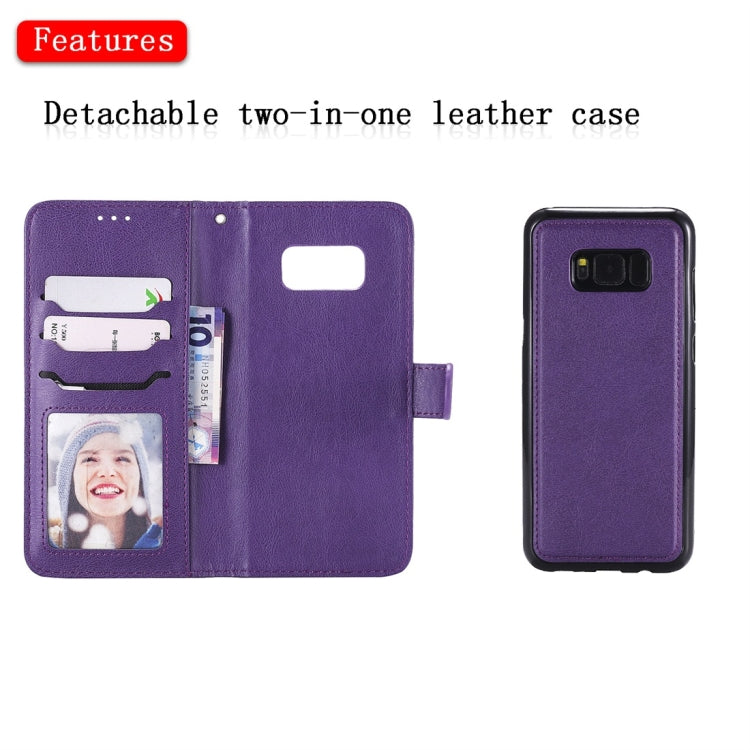 For Galaxy S8+ Solid Color Horizontal Flip Protective Case with Holder & Card Slots & Wallet & Photo Frame & Lanyard(Purple) by buy2fix