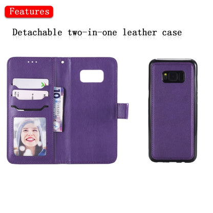 For Galaxy S8+ Solid Color Horizontal Flip Protective Case with Holder & Card Slots & Wallet & Photo Frame & Lanyard(Purple) by buy2fix