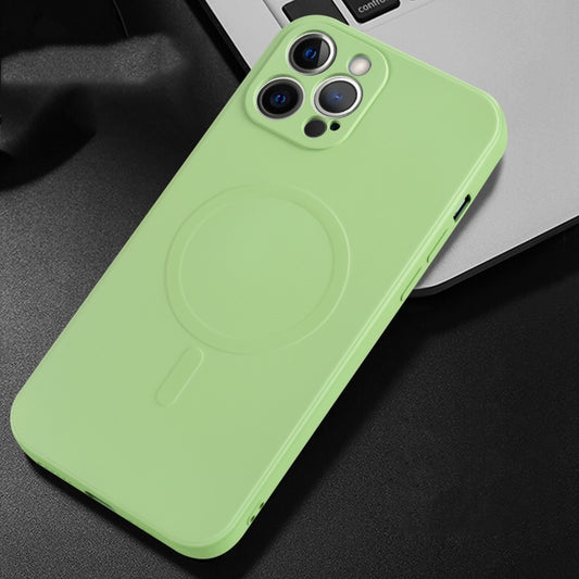 For iPhone 12 mini Liquid Silicone Full Coverage Magsafe Phone Case (Green) - iPhone 12 mini Cases by buy2fix | Online Shopping UK | buy2fix