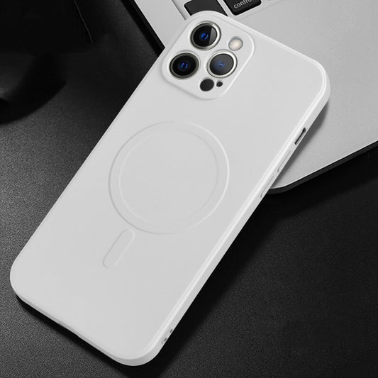 For iPhone 12 Liquid Silicone Full Coverage Magsafe Phone Case(White) - iPhone 12 / 12 Pro Cases by buy2fix | Online Shopping UK | buy2fix