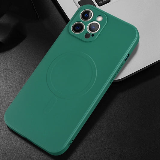 For iPhone 12 Liquid Silicone Full Coverage Magsafe Phone Case(Dark Green) - iPhone 12 / 12 Pro Cases by buy2fix | Online Shopping UK | buy2fix