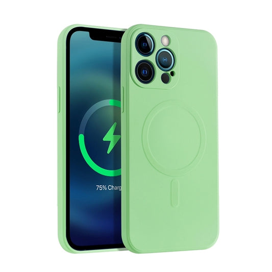 For iPhone 12 Pro Liquid Silicone Full Coverage Magsafe Phone Case(Green) - iPhone 12 / 12 Pro Cases by buy2fix | Online Shopping UK | buy2fix