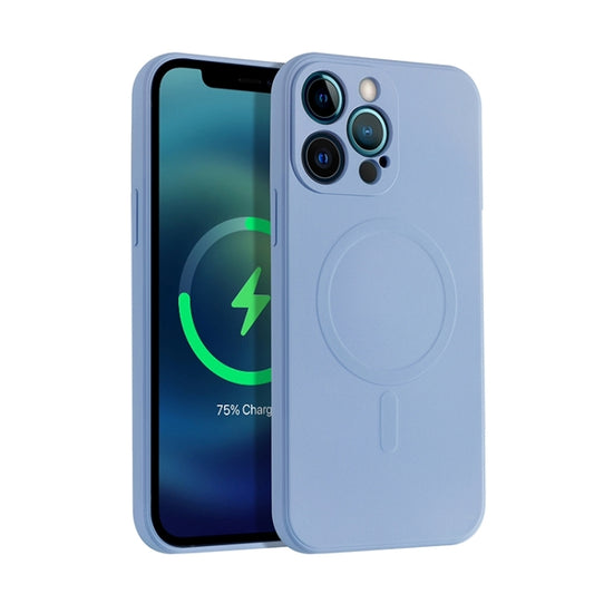 For iPhone 12 Pro Liquid Silicone Full Coverage Magsafe Phone Case(Grey) - iPhone 12 / 12 Pro Cases by buy2fix | Online Shopping UK | buy2fix