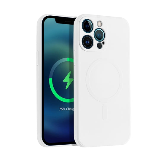 For iPhone 12 Pro Liquid Silicone Full Coverage Magsafe Phone Case(White) - iPhone 12 / 12 Pro Cases by buy2fix | Online Shopping UK | buy2fix