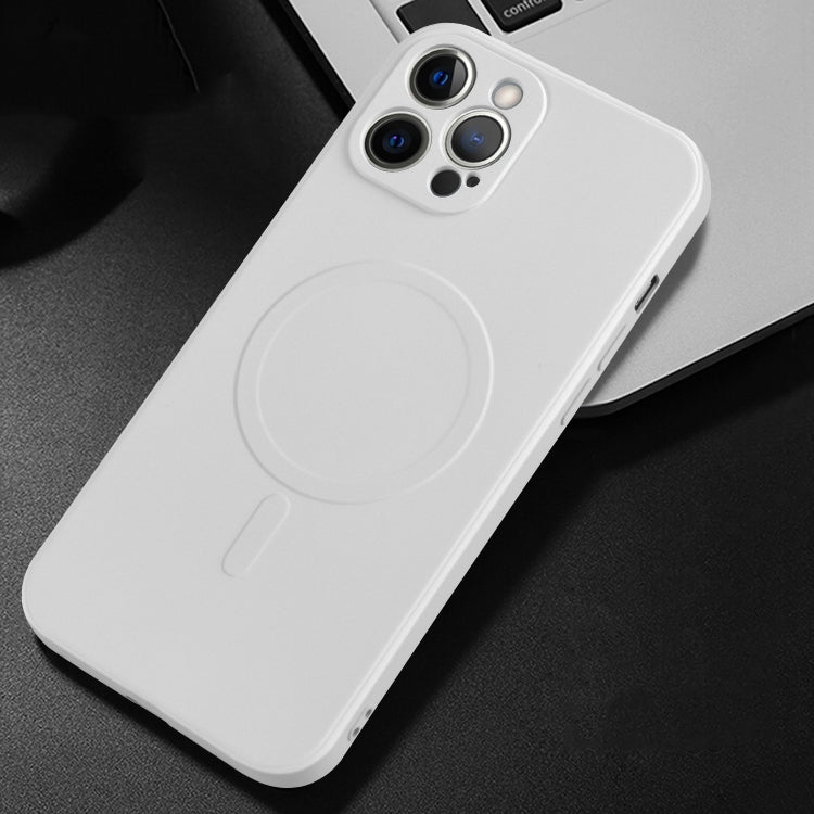 For iPhone 12 Pro Liquid Silicone Full Coverage Magsafe Phone Case(White) - iPhone 12 / 12 Pro Cases by buy2fix | Online Shopping UK | buy2fix
