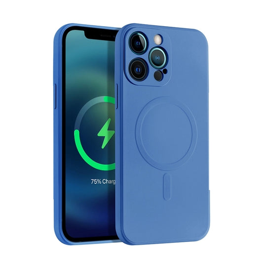 For iPhone 12 Pro Liquid Silicone Full Coverage Magsafe Phone Case(Blue) - iPhone 12 / 12 Pro Cases by buy2fix | Online Shopping UK | buy2fix