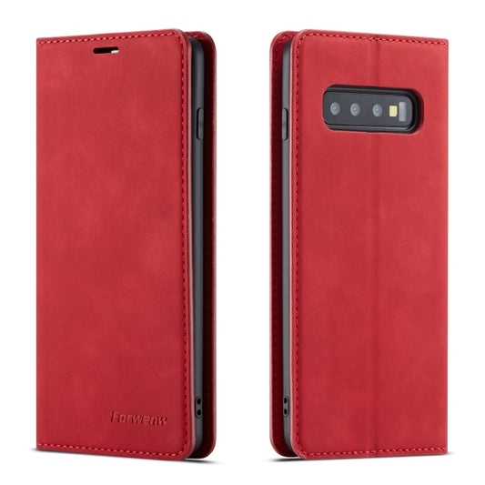 For Galaxy S10+ Forwenw Dream Series Oil Edge Strong Magnetism Horizontal Flip Leather Case with Holder & Card Slots & Wallet & Photo Frame(Red) - Galaxy Phone Cases by Forwenw | Online Shopping UK | buy2fix