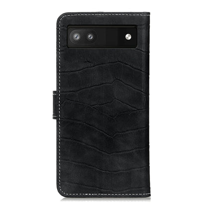 For Google Pixel 6a Crocodile Texture Flip Leather Phone Case with Holder & Card Slots(Black) - Google Cases by buy2fix | Online Shopping UK | buy2fix
