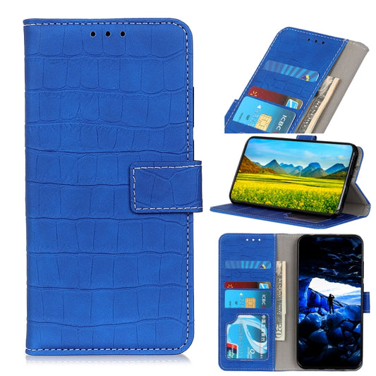 For Google Pixel 6a Crocodile Texture Flip Leather Phone Case with Holder & Card Slots(Blue) - Google Cases by buy2fix | Online Shopping UK | buy2fix