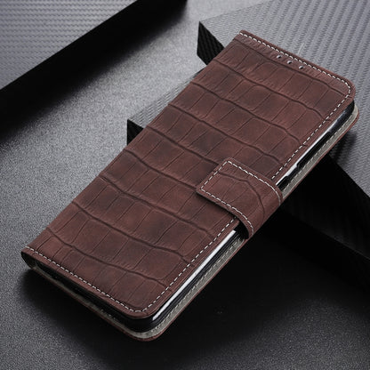 For Google Pixel 6a Crocodile Texture Flip Leather Phone Case with Holder & Card Slots(Brown) - Google Cases by buy2fix | Online Shopping UK | buy2fix