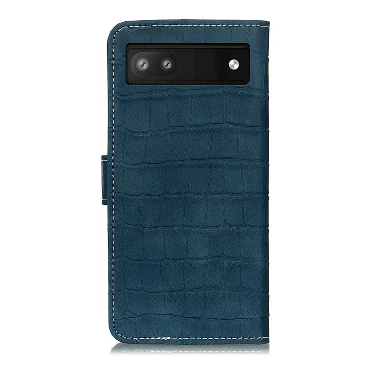 For Google Pixel 6a Crocodile Texture Flip Leather Phone Case with Holder & Card Slots(Dark Green) - Google Cases by buy2fix | Online Shopping UK | buy2fix