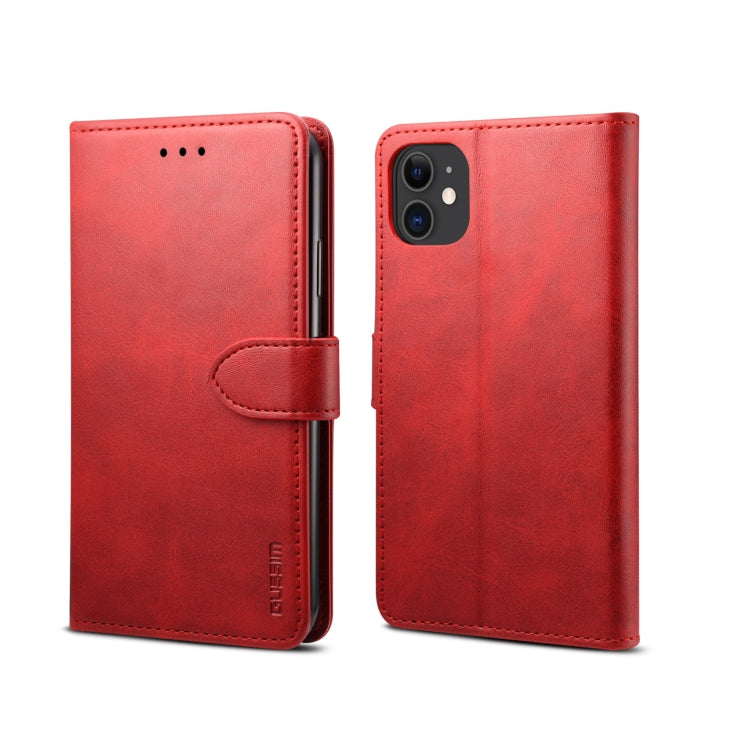 For iPhone 11 GUSSIM Magnetic Horizontal Flip Leather Case with Holder & Card Slots & & Wallet(Red) - iPhone 11 Pro Max Cases by GUSSIM | Online Shopping UK | buy2fix