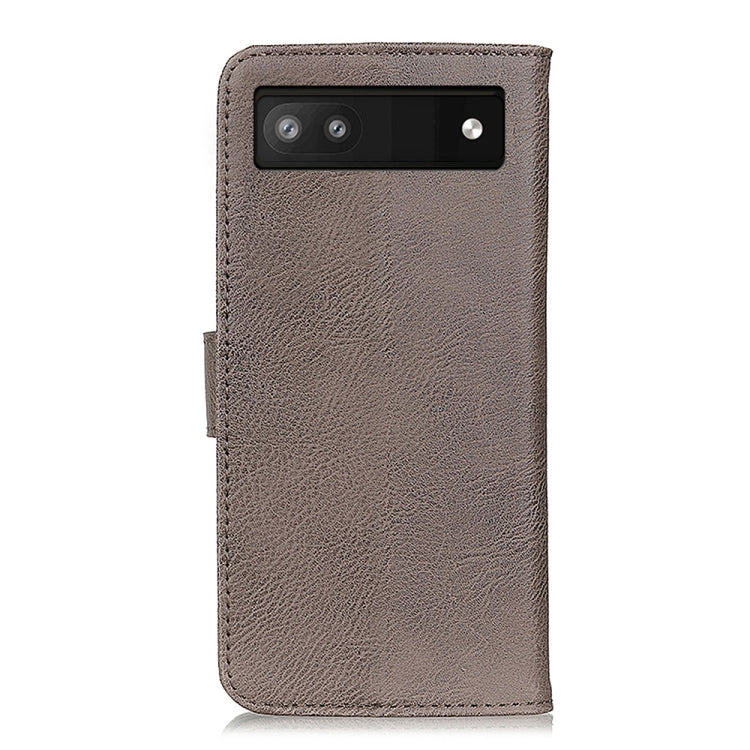 For Google Pixel 6a KHAZNEH Cowhide Texture Flip Leather Phone Case(Khaki) - Google Cases by buy2fix | Online Shopping UK | buy2fix