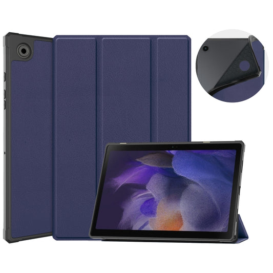 For Samsung Galaxy Tab A8 2021 SM-X205 3-Fold Holder Leather Tablet Case(Dark Blue) - Other Galaxy Tab PC by buy2fix | Online Shopping UK | buy2fix