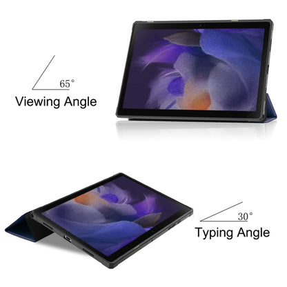For Samsung Galaxy Tab A8 2021 SM-X205 3-Fold Holder Leather Tablet Case(Dark Blue) - Other Galaxy Tab PC by buy2fix | Online Shopping UK | buy2fix
