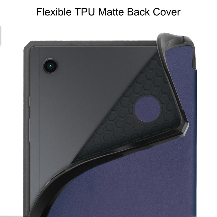 For Samsung Galaxy Tab A8 2021 SM-X205 3-Fold Holder Leather Tablet Case(Dark Blue) - Other Galaxy Tab PC by buy2fix | Online Shopping UK | buy2fix