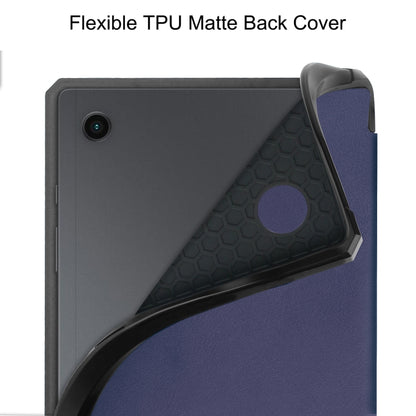 For Samsung Galaxy Tab A8 2021 SM-X205 3-Fold Holder Leather Tablet Case(Dark Blue) - Other Galaxy Tab PC by buy2fix | Online Shopping UK | buy2fix