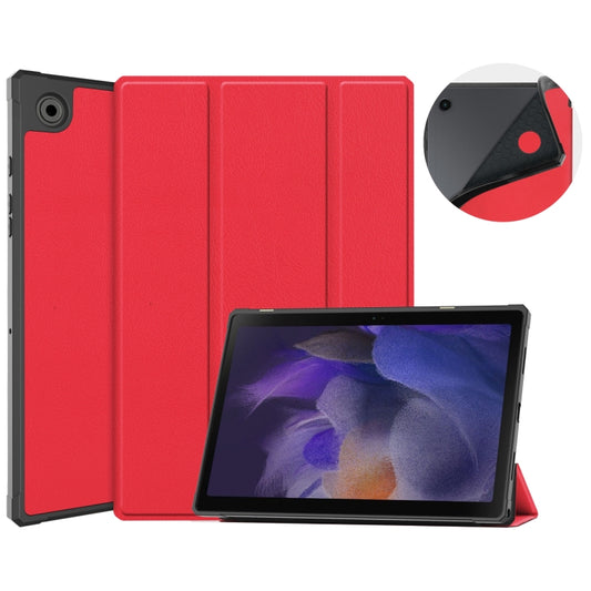 For Samsung Galaxy Tab A8 2021 SM-X205 3-Fold Holder Leather Tablet Case(Red) - Other Galaxy Tab PC by buy2fix | Online Shopping UK | buy2fix