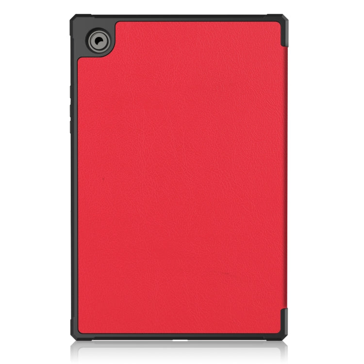 For Samsung Galaxy Tab A8 2021 SM-X205 3-Fold Holder Leather Tablet Case(Red) - Other Galaxy Tab PC by buy2fix | Online Shopping UK | buy2fix